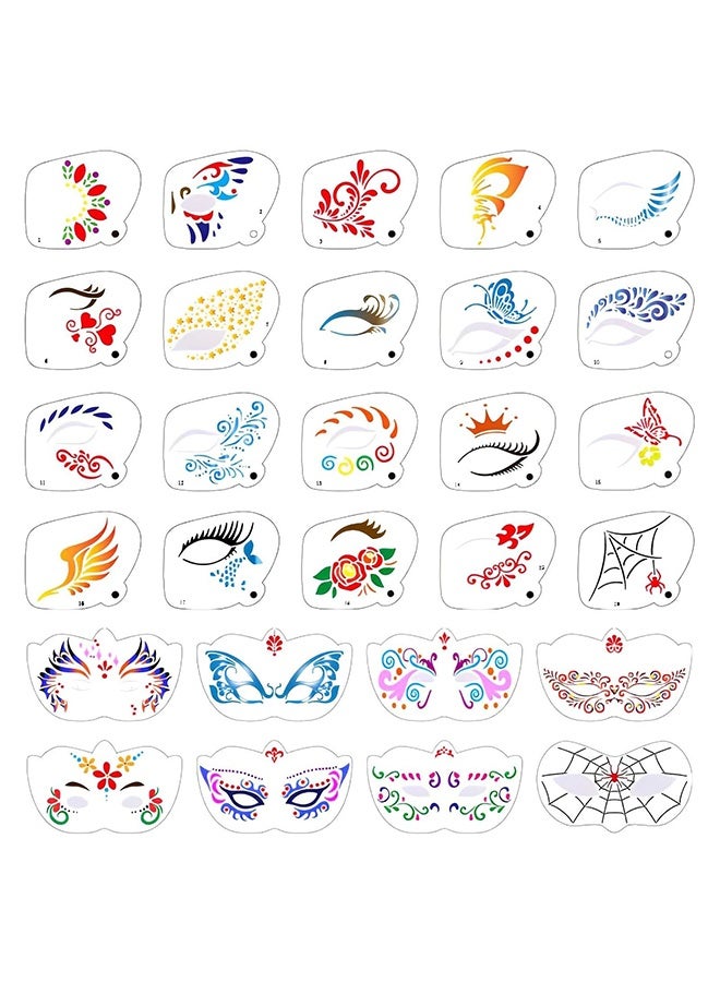 28 Pcs Face Paint Stencils Kit - Reusable Face Tattoo & Body Makeup Painting Templates for Kids & Adults - Image 5