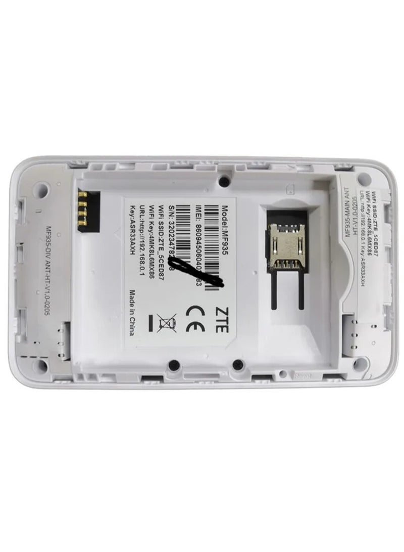ZTE 2000 mAh MF935 4G 3G Pocket WiFi Router With Sim Card Slot High Speed 150Mbps LTE Cat4 Mobile Hotspot White - Image 3