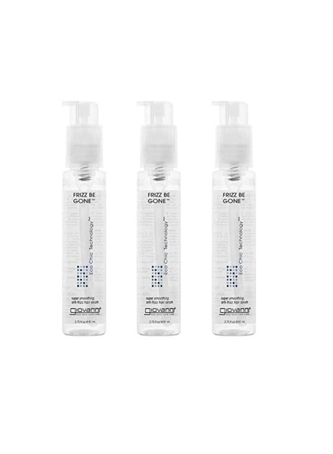 Giovanni Eco Chic Frizz Be Gone, 2.75 oz. Super Smoothing Anti Frizz Hair Serum, Adds Shine, Seals in Color, Wash & Go, Infused with Conditioners, No Parabens, Color Safe (Pack of 3) - Image 1