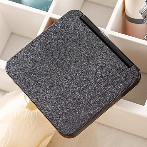 wolpin Foldable Makeup Mirror Black | Square Glass Pocket Mirror for Women Men Girls | Portable Vanity Mirror for Handbag Purse | Compact Framed Tabletop Mount Travel Makeup Mirror - Image 3