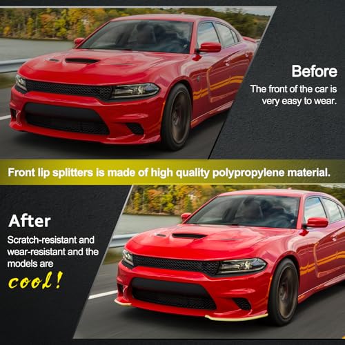 HTRACING Front Bumper Lip Splitter Protector Compatible with Charger SRT Hellcat/SRT 392/Scat Pack/RT Scat Pack/GT/RT 2015-2022, Yellow - Image 2