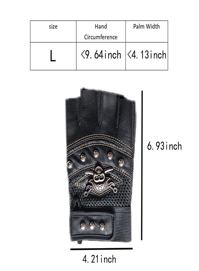 Halloluck Black Studded Gloves Steampunk Gothic Punk 80s Rocker Costume Rivet Motorcycle Car Driving Gloves Captain Fingerless Mittens - Image 2