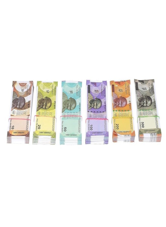 Laserbot Currency (6 X 50=300 Each) for Kids Denomination Learning Money 10 | 20 | 50 | 100 | 200 | 500 Artificial Playing Currency, Learn Money Skills, Fake Money, Dummy Note- Multi Color (300) - Image 3