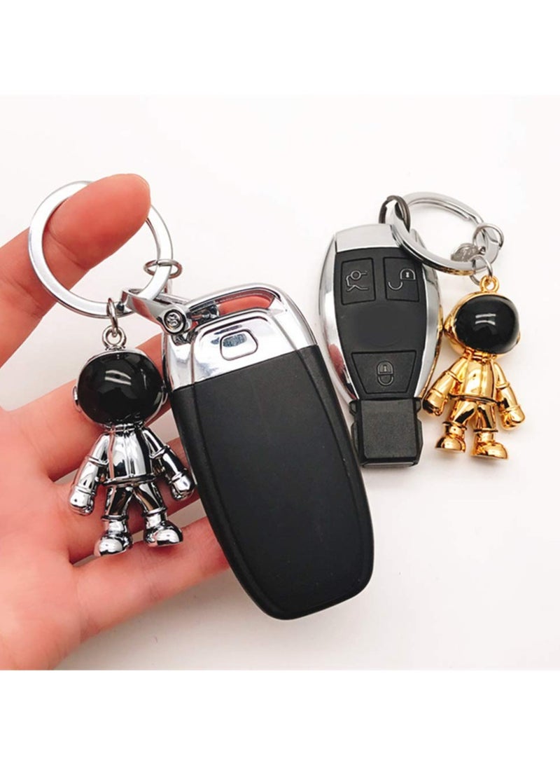 2 Pack Set Of Robot Keychains For Men, Creative Astronauts, Car Keychains, Office Backpacks, Wallets, Accessories, Black+silver  - Image 4