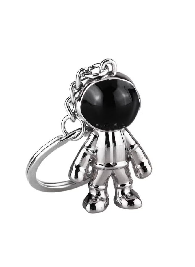 2 Pack Set Of Robot Keychains For Men, Creative Astronauts, Car Keychains, Office Backpacks, Wallets, Accessories, Black+silver  - Image 2