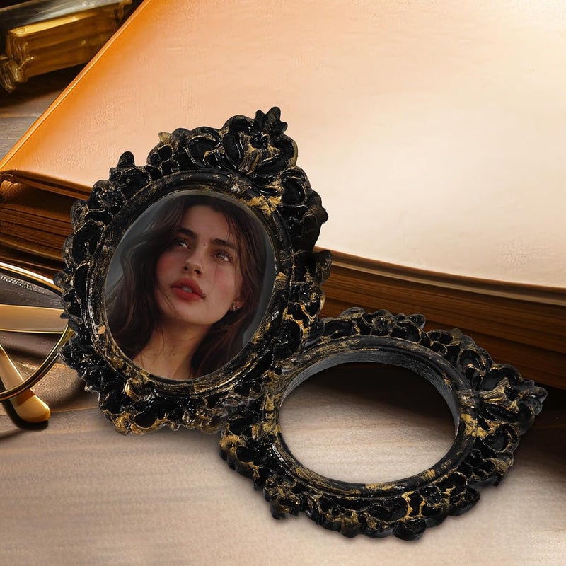 مجموعة إطارات صور مصغرة عتيقة 4 قطع، إطارات صور بيضاوية صغيرة عتيقة لتزيين المنزل DIY، زخرفة عرض صغيرة من راتنج للحرف اليدوية لعرض الطاولة والصور - Image 5