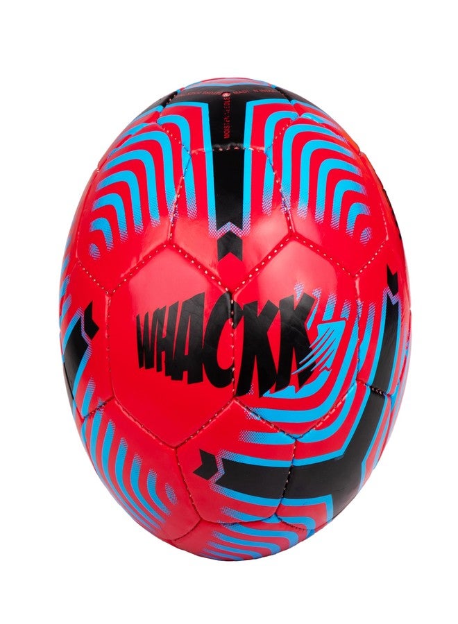 Whackk Football Red Size 5 Soccerball Hand Stitched for Practice & Training - Original PVC Waterproof. 3 Layered Ideal Sports Ball for All Ages on Ground, Grass and Turf - Image 2