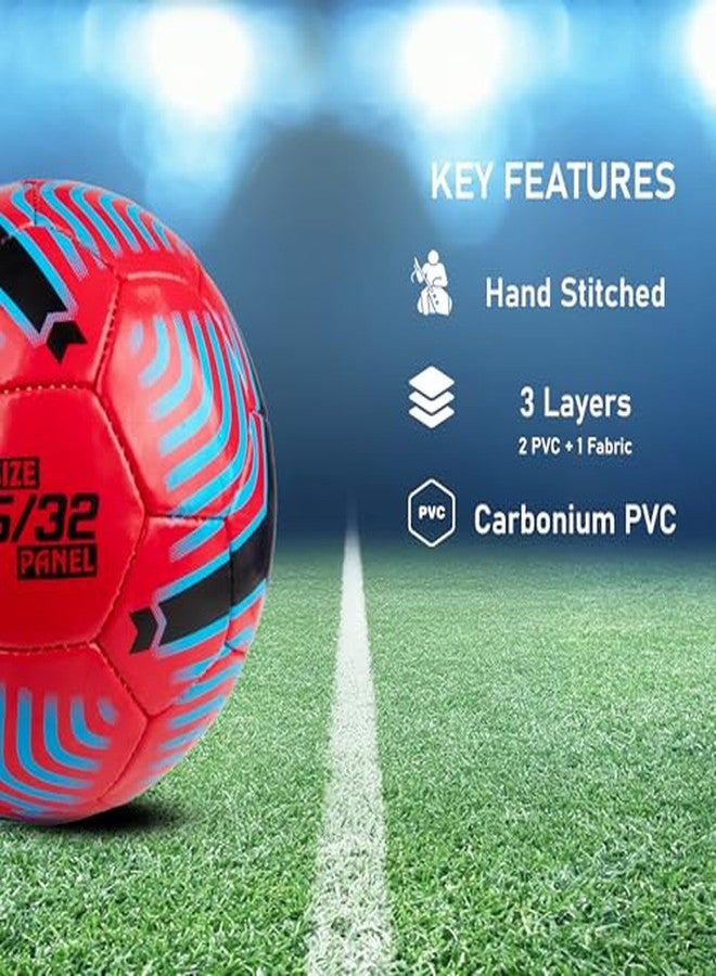 Whackk Football Red Size 5 Soccerball Hand Stitched for Practice & Training - Original PVC Waterproof. 3 Layered Ideal Sports Ball for All Ages on Ground, Grass and Turf - Image 4