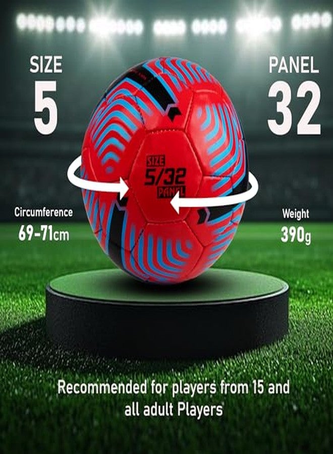 Whackk Football Red Size 5 Soccerball Hand Stitched for Practice & Training - Original PVC Waterproof. 3 Layered Ideal Sports Ball for All Ages on Ground, Grass and Turf - Image 3