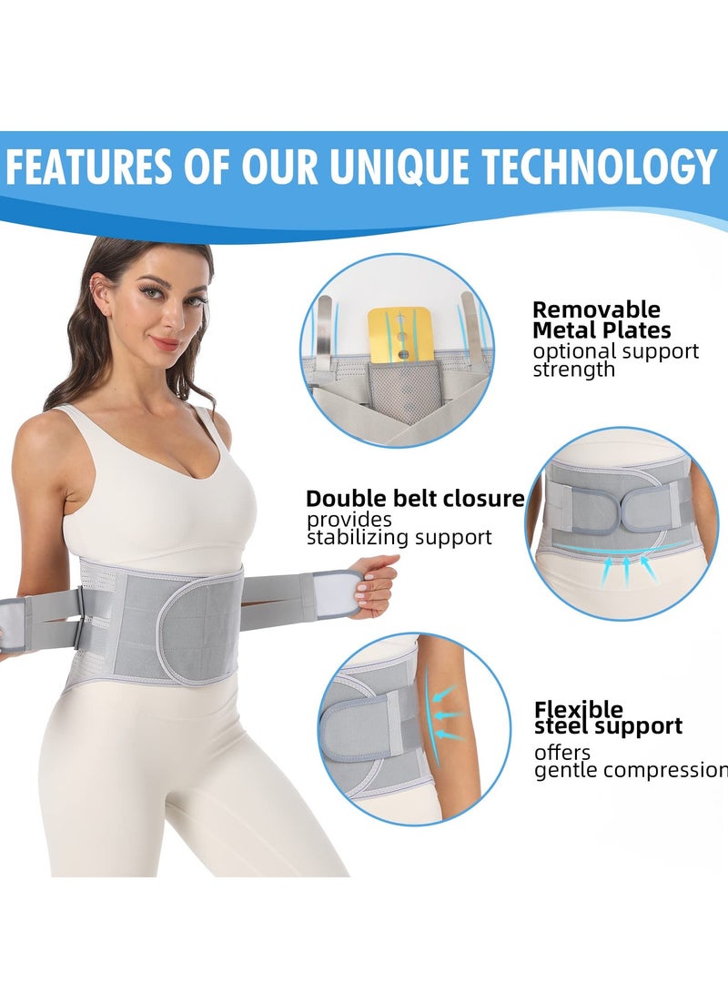 KASTWAVE Back Brace for Lower Back Pain Relief - Back Support Belt for Women & Men for Herniated Disc, Sciatica. Removable Stays for Lower Back Support with 2 Different Hardness Sets (Medium) - Image 3