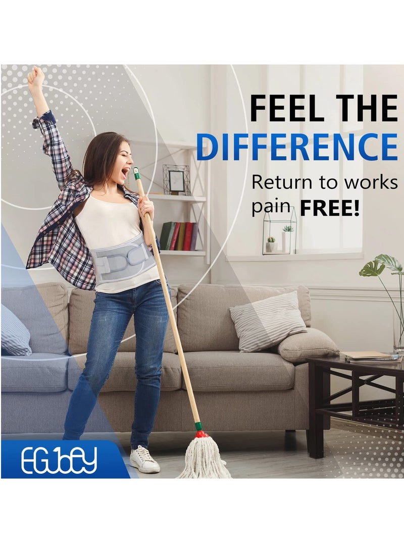 KASTWAVE Back Brace for Lower Back Pain Relief - Back Support Belt for Women & Men for Herniated Disc, Sciatica. Removable Stays for Lower Back Support with 2 Different Hardness Sets (Medium) - Image 2