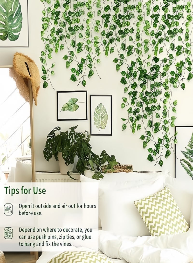 12 Pack 84ft Artificial Ivy Greenery Garland, Fake Vines Hanging Plants Backdrop for Room Bedroom Wall Decor, Green Leaves for Jungle Theme Party Wedding Decoration - Image 2