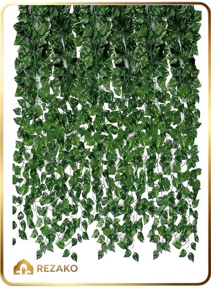 12 Pack 84ft Artificial Ivy Greenery Garland, Fake Vines Hanging Plants Backdrop for Room Bedroom Wall Decor, Green Leaves for Jungle Theme Party Wedding Decoration - Image 1