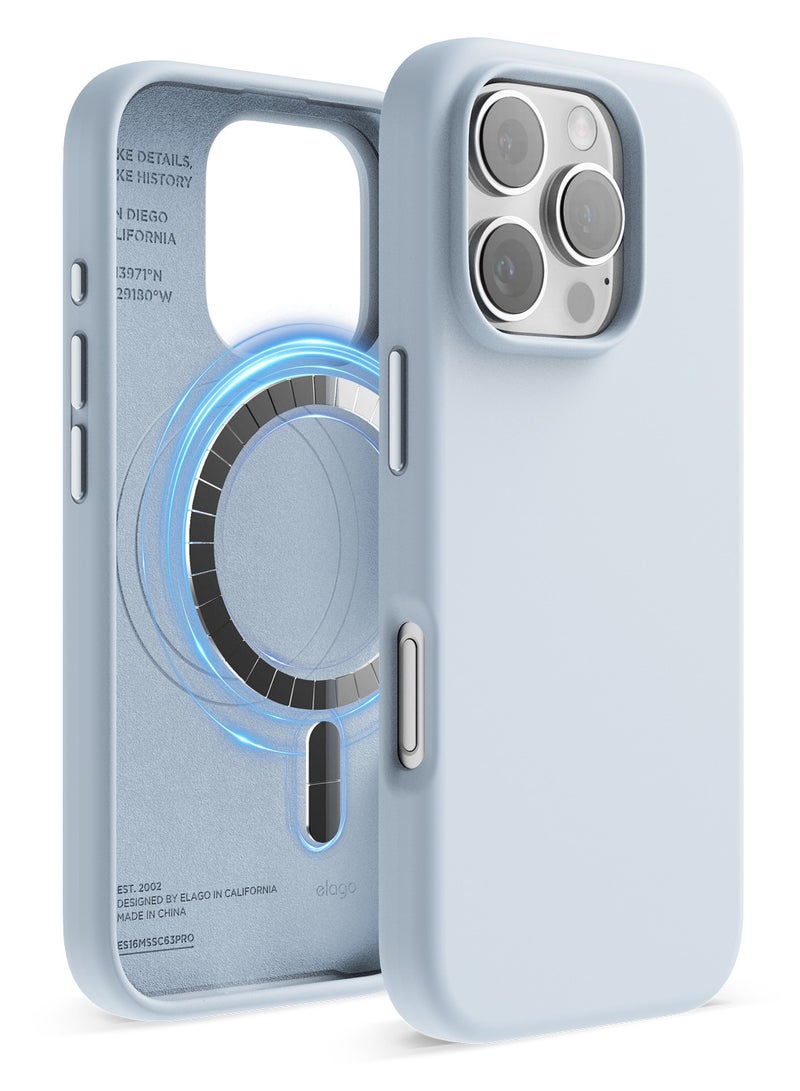Elago Magnetic Liquid Silicone for iPhone 16 Pro MAX Case Cover Compatible with MagSafe Shockproof - Light Blue - Image 1
