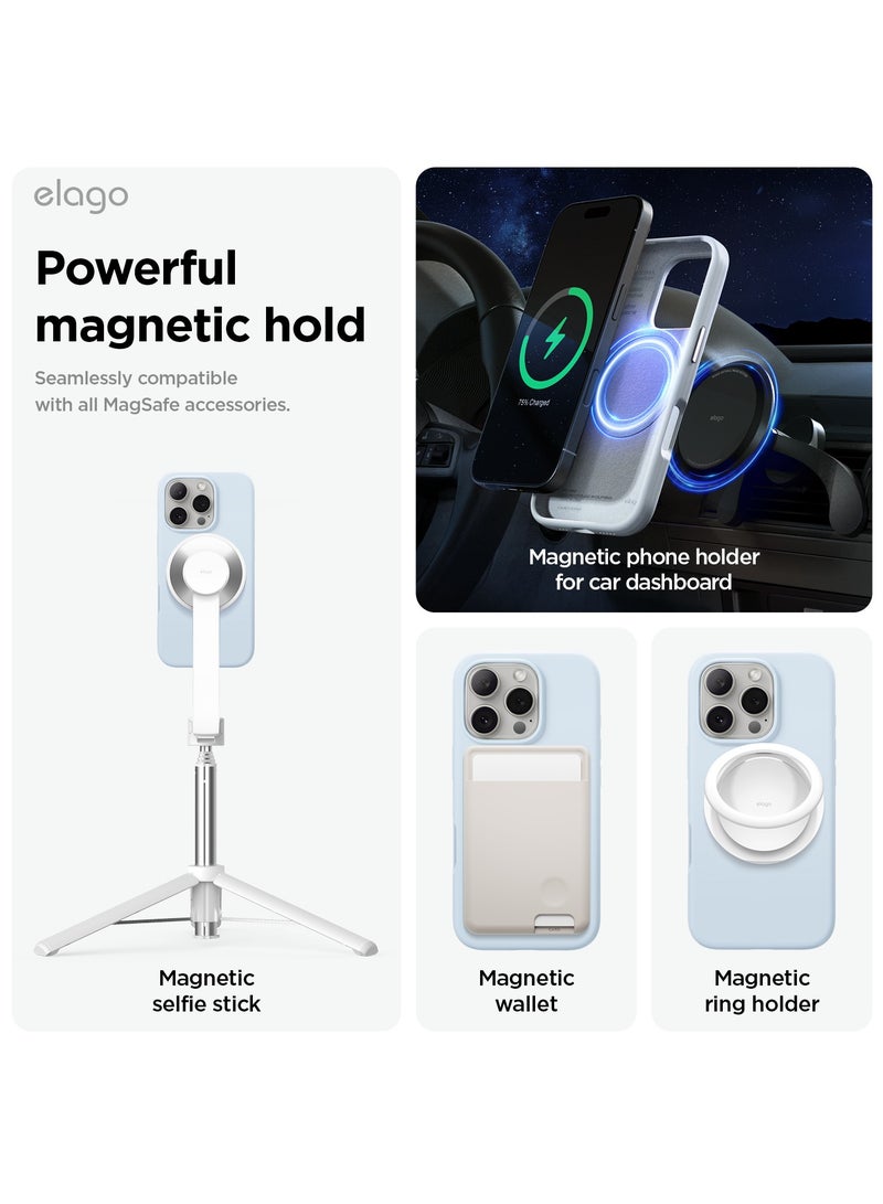 Elago Magnetic Liquid Silicone for iPhone 16 Pro MAX Case Cover Compatible with MagSafe Shockproof - Light Blue - Image 2