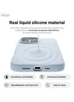 Elago Magnetic Liquid Silicone for iPhone 16 Pro MAX Case Cover Compatible with MagSafe Shockproof - Light Blue  - Image 3