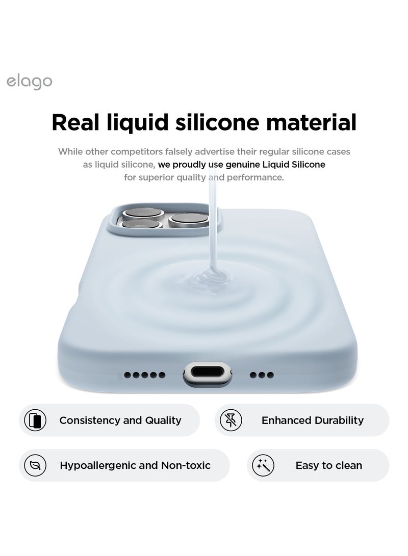 Elago Magnetic Liquid Silicone for iPhone 16 Pro MAX Case Cover Compatible with MagSafe Shockproof - Light Blue - Image 3