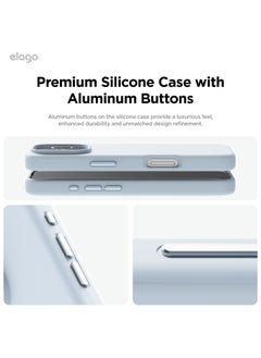 Elago Magnetic Liquid Silicone for iPhone 16 Pro MAX Case Cover Compatible with MagSafe Shockproof - Light Blue  - Image 4