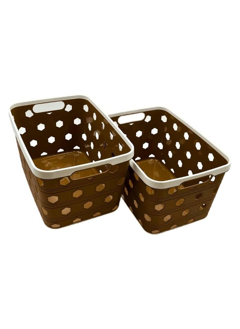 VIO 2 Pack Plastic Storage Basket Organizer Bin for Toys Toiletries Fruits Vegetables Dry Snacks Space Saving Utility Box for Nursery, Playroom Bedroom Kitchen Home Bathroom Laundry Room  - Image 1