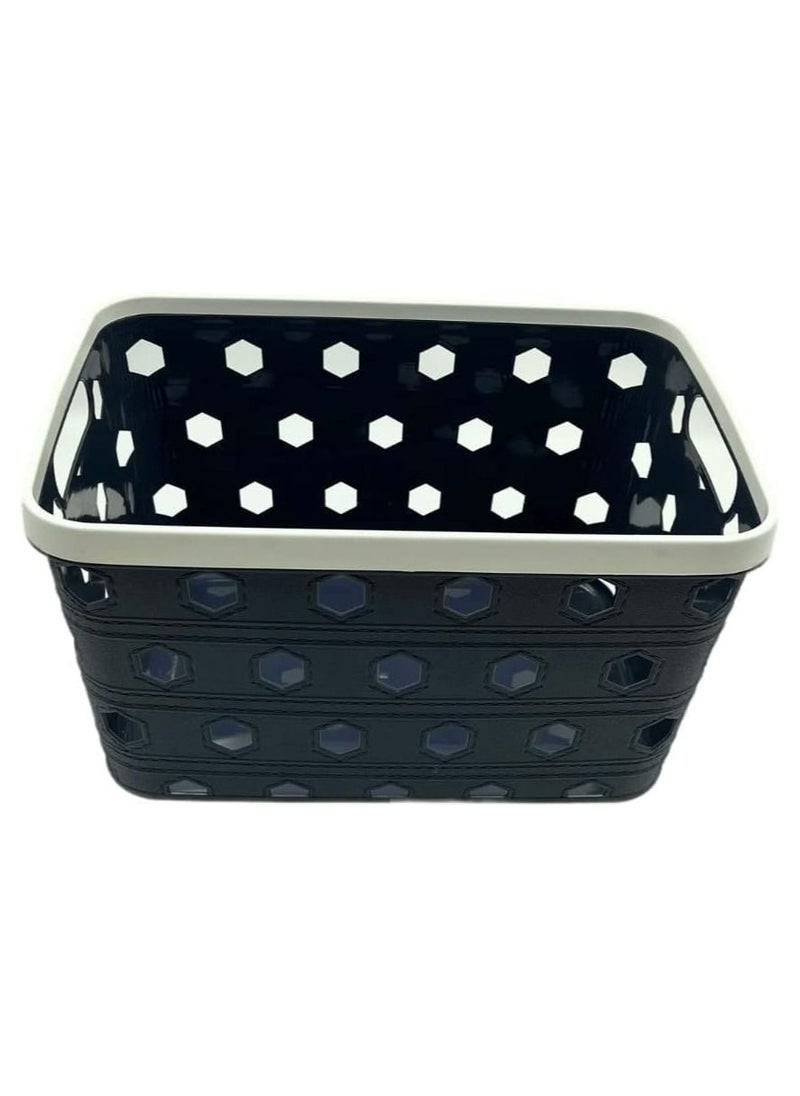 VIO 2 Pack Plastic Storage Basket Organizer Bin for Toys Toiletries Fruits Vegetables Dry Snacks Space Saving Utility Box for Nursery, Playroom Bedroom Kitchen Home Bathroom Laundry Room  - Image 2