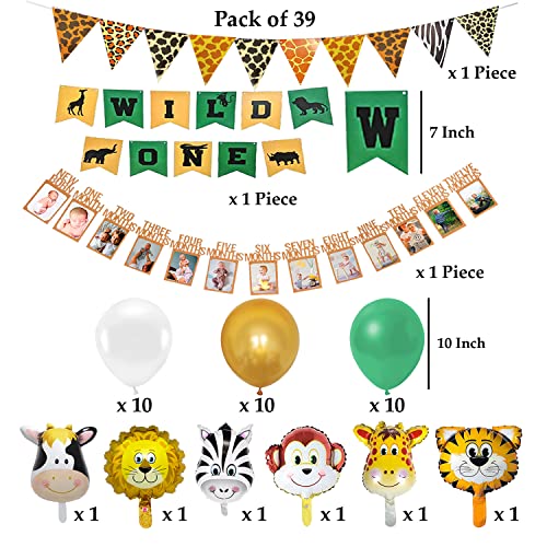 AMFIN® (Pack of 38) Animal Theme Birthday Party Decorations/Jungle Theme Balloons/Wild One Animal Decoration/Animal Cutout Foil Balloon - Image 5