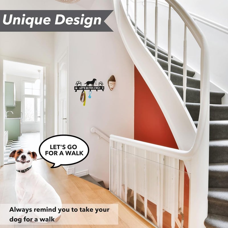 BienBion 5-Hooks Dog Leash Holder for Wall,Doorway Dog Hooks for Wall,Dog Outdoor Stuffs Storager Rack for Hanging Dog Vest Harness,Leash,Collar,Keys,Dog Iron Leash Hooks for Wall (A-Black) - Image 5