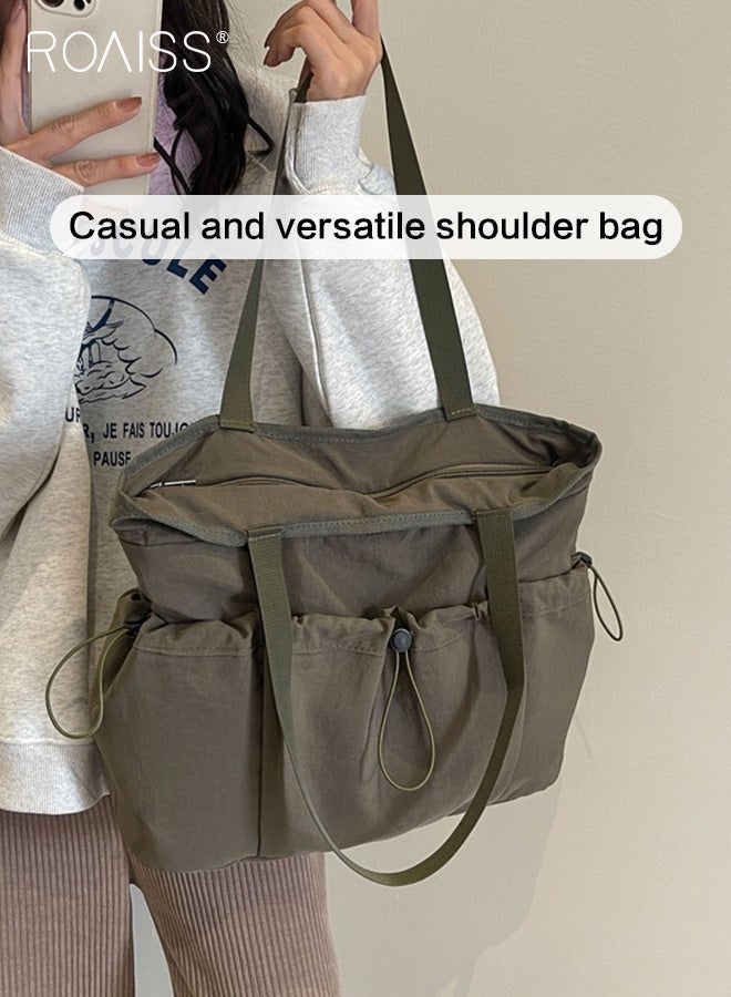 roaiss Large Capacity Nylon Cloth Shoulder Bag Women'S Daily Commuting Versatile Student Handbag Lightweight Multi-Pocket Tote Bag - Image 1