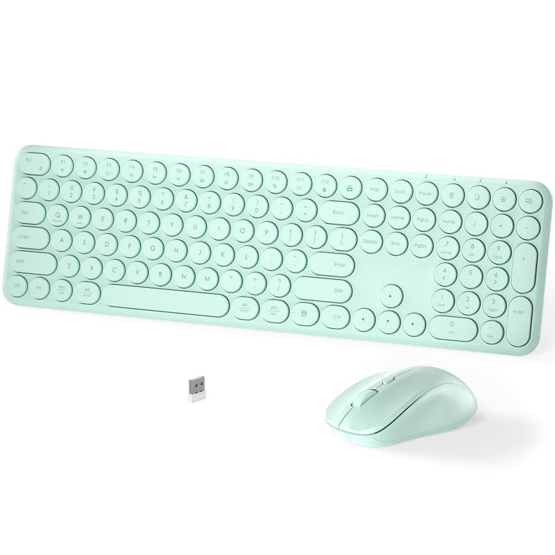 MPTOG Wireless Keyboard and Mouse Set â€“ MPTOG Full-Sized 110Pcs Slim Round Key Design, Quiet Typing, Adjustable DPI Ergonomic Mouse, Wireless Combo for PC, Mac, Laptop, Tablets(Mint Green) - Image 1