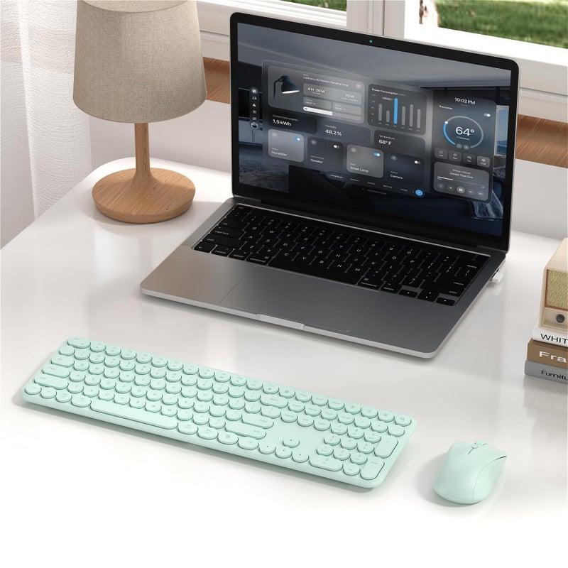 MPTOG Wireless Keyboard and Mouse Set â€“ MPTOG Full-Sized 110Pcs Slim Round Key Design, Quiet Typing, Adjustable DPI Ergonomic Mouse, Wireless Combo for PC, Mac, Laptop, Tablets(Mint Green) - Image 3