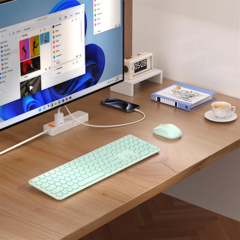 MPTOG Wireless Keyboard and Mouse Set â€“ MPTOG Full-Sized 110Pcs Slim Round Key Design, Quiet Typing, Adjustable DPI Ergonomic Mouse, Wireless Combo for PC, Mac, Laptop, Tablets(Mint Green) - Image 2