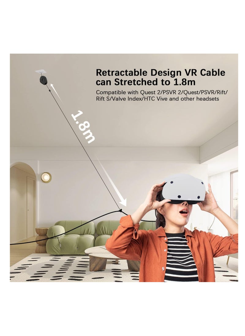 SYOSI - [Pro Version] Excefore VR Cable Management System - 6 Pack Ceiling Pulley System for Oculus Quest/Quest 2/Rift/Rift S/Valve Index/HTC Vive/Vive Pro/HP Reverb G2/PSVR VR Cord VR Link Accessories - Image 1