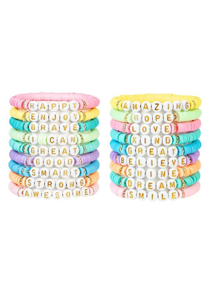 JIASHUYEYE 18Pcs Preppy Bracelets for Teen Girl, Party Favors for Kids 8-12, Inspirational Friendship Bracelets, Cute Birthday Party Favors for Tweens - Image 1