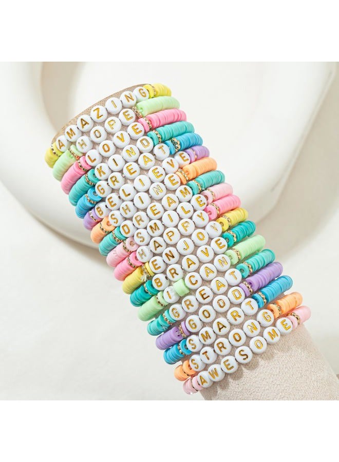 JIASHUYEYE 18Pcs Preppy Bracelets for Teen Girl, Party Favors for Kids 8-12, Inspirational Friendship Bracelets, Cute Birthday Party Favors for Tweens - Image 2