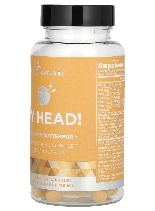 Eu Natural My Head Feverfew & Butterbur 60 Vegetarian Capsules - Image 2