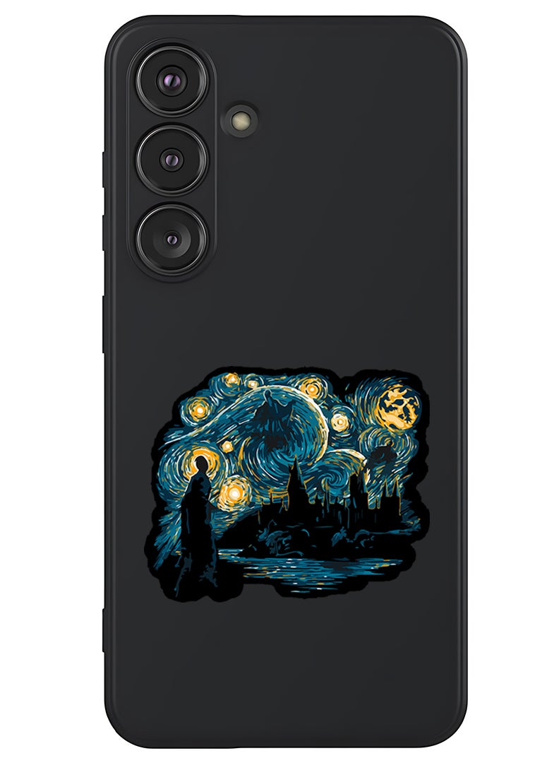 Theodor Protective Slim Fit Case Liquid Silicone Cover with Full Body Protection Anti-Scratch Shockproof Case For Samsung Galaxy S25 Plus (Black) - Starry nights - Image 1