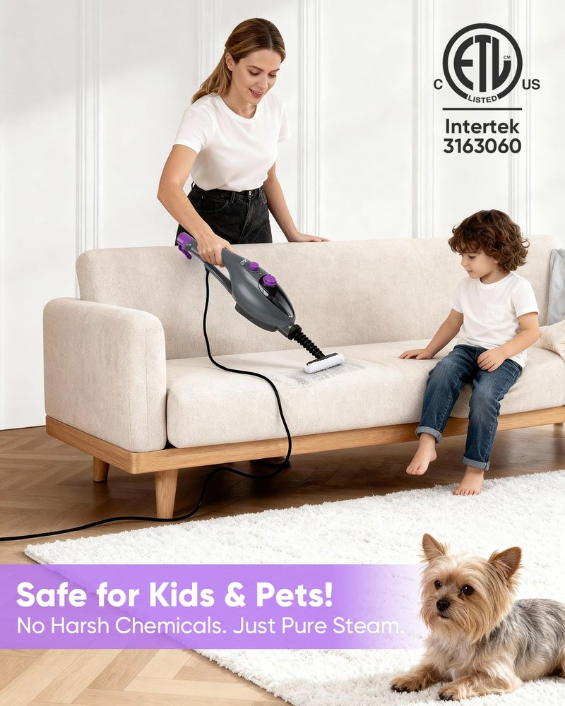 CYK Steam Mops for Floor Cleaning, 12 in 1 Handheld Steam Cleaner for Home, Floor Steamer for Hardwood Floors and Tile (Purple-grey) - Image 4