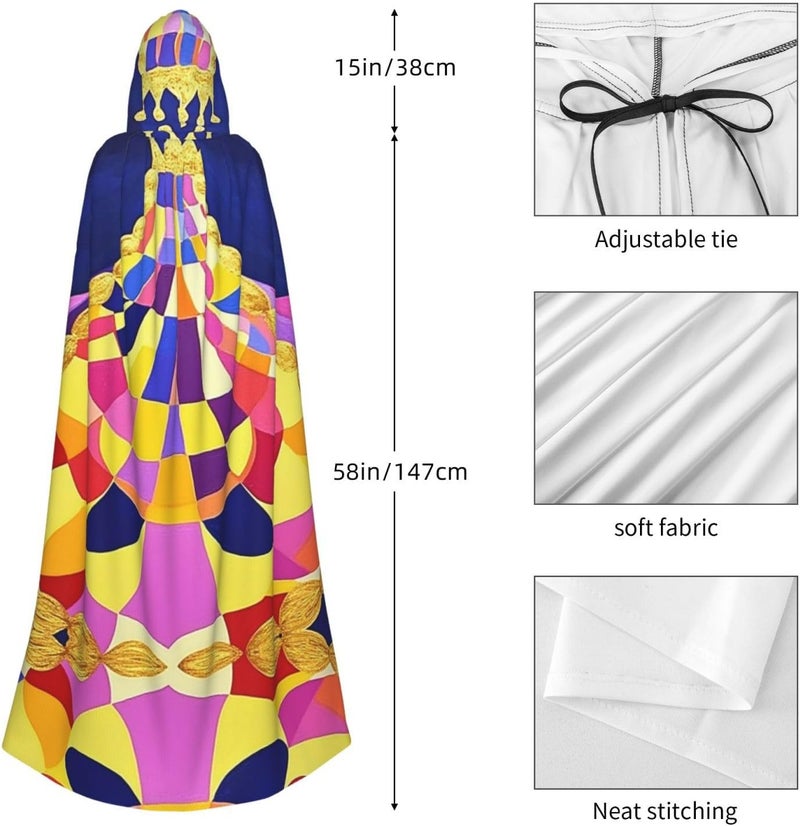 Crown and Robe Unique Darkness Poncho Shawl - Customizable Wearable Blanket for Women, Perfect Halloween Costume Accessory, Knight, Akatsuki, and More - Image 2