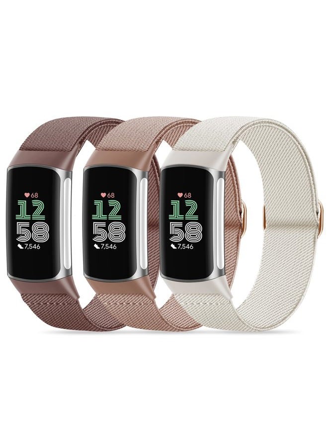 Conidido Compatible with Fitbit Charge 6 Watch Bands, 3 Pack Stretchy Nylon Sport Loop Wristbands Replacement for Fitbit Charge 5 Band/Charge 6 Fitness Tracker Women Men-Breathable, Lightweight, Elastic