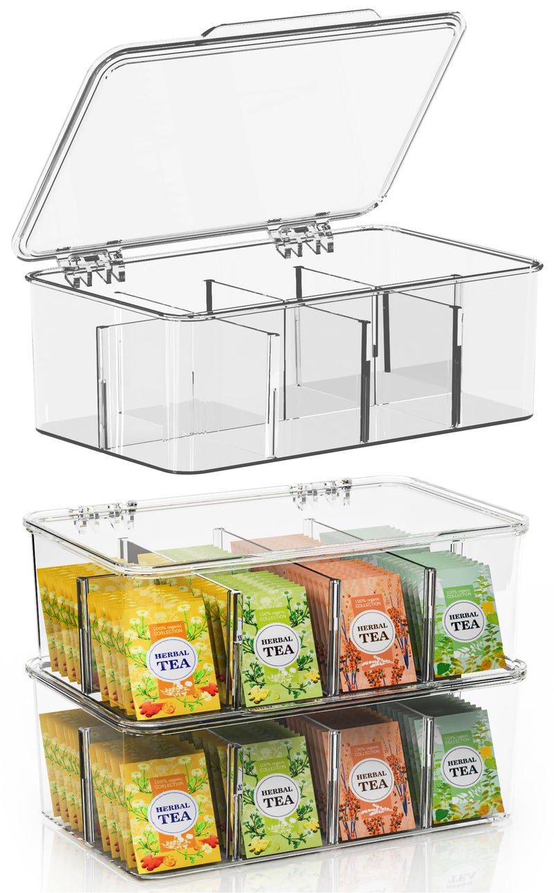 Utopia Home 3 Pack Tea Bag Organizer - Stackable Tea Bag Storage Organizer with Lid - Tea bag holder For Kitchen Organizers and Storage, Multi-Functional Kitchen Organizer, Home organizer (Clear) - Image 1