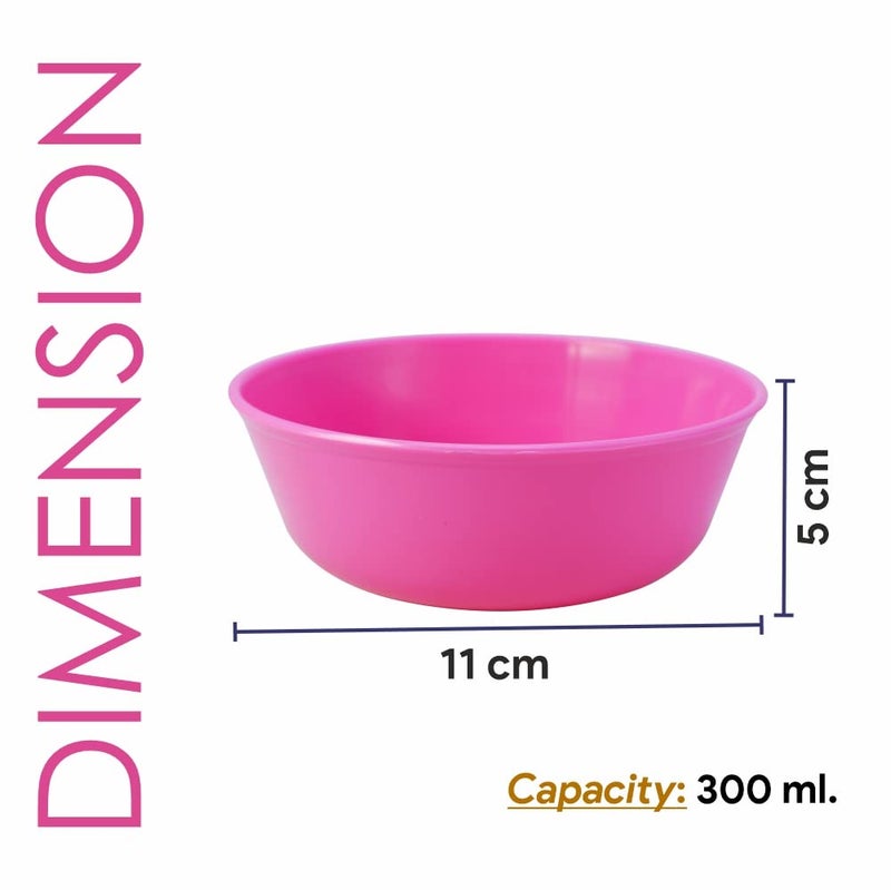 Wonder Homeware Sigma 300 Unbreakable BPA Free Plastic Bowl Set for Cereal, Salad, Rice, Soup, Pasta, Snack Bowl, Microwave Safe, Dishwasher Safe, 3 Pcs, 300 ml (Pink) - Image 3
