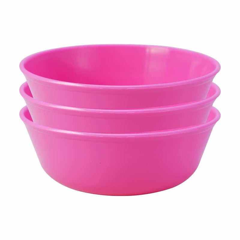Wonder Homeware Sigma 300 Unbreakable BPA Free Plastic Bowl Set for Cereal, Salad, Rice, Soup, Pasta, Snack Bowl, Microwave Safe, Dishwasher Safe, 3 Pcs, 300 ml (Pink) - Image 1