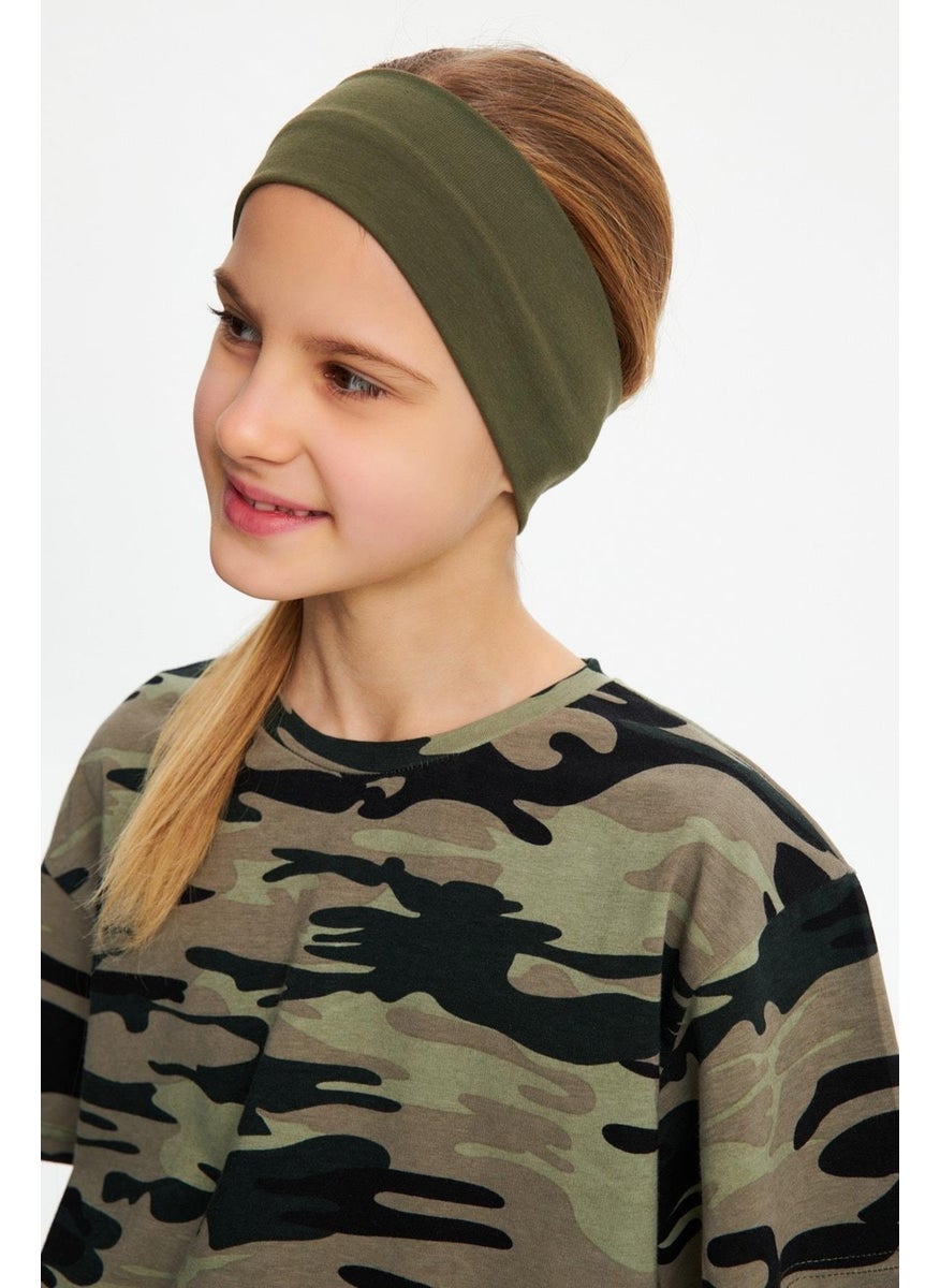 Babygiz Khaki-Camouflage Girls Cotton Combed T-Shirt Bandana Set of 2 - Sports Comfortable Best Of Collection 5  - Image 4