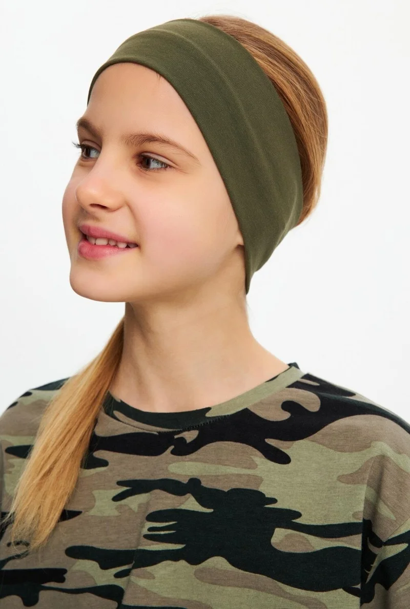 بيبيجيز Khaki-Camouflage Girls Cotton Combed T-Shirt Bandana Set of 2 - Sports Comfortable Best Of Collection 5