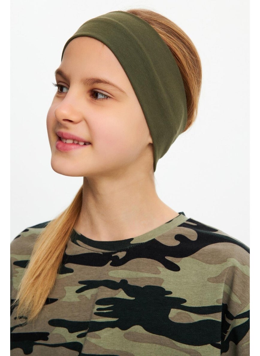 Babygiz Khaki-Camouflage Girls Cotton Combed T-Shirt Bandana Set of 2 - Sports Comfortable Best Of Collection 5  - Image 5