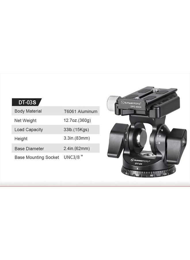 Sunwayfoto DT-03S Arca / RRS Compatible 2 Way Tilt Head + 60mm QR Plate for Tripod / Monopod - pzsku/ZD25931547C1E70C630E9Z/45/_/1691048132/652b7dbc-96d1-4704-aadb-3a37d1241b98