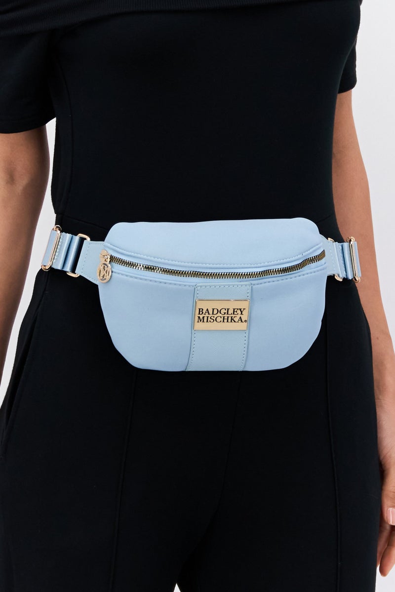 Badgley Mischka Women Brand Logo Belt Bag 12 H X 22 L X 8 W cm, Blue - Image 4