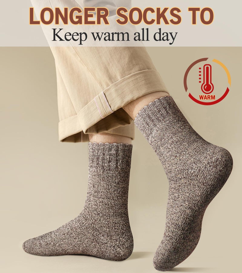 Yeblues 5 Pairs Merino Wool Socks Mens, Thick Warm Winter Socks, Hiking Socks Soft Casual Socks for Menï¼ŒSIZE 14-18 - Image 3