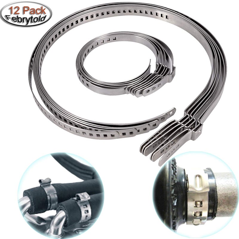 Generic FEBRYTOLD 12 Pcs CV Boot Clamp, 6 Pcs Small and 6 Pcs Large Stainless Steel Universal Adjustable Stainless Steel Drive Shaft CV Boot Clamp - Image 2