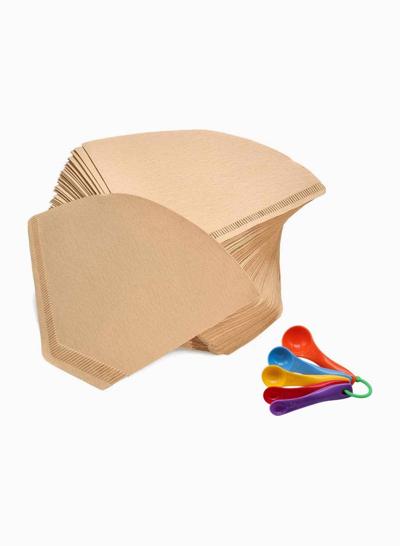 SYOSI Premium Cone Coffee Filters, 100 Count Unbleached Paper, Disposable Coffee perks, Coffee Dripper for Home Office Usage and 5PCS Measuring Spoon Spoons for Coffee Dripper - Image 1