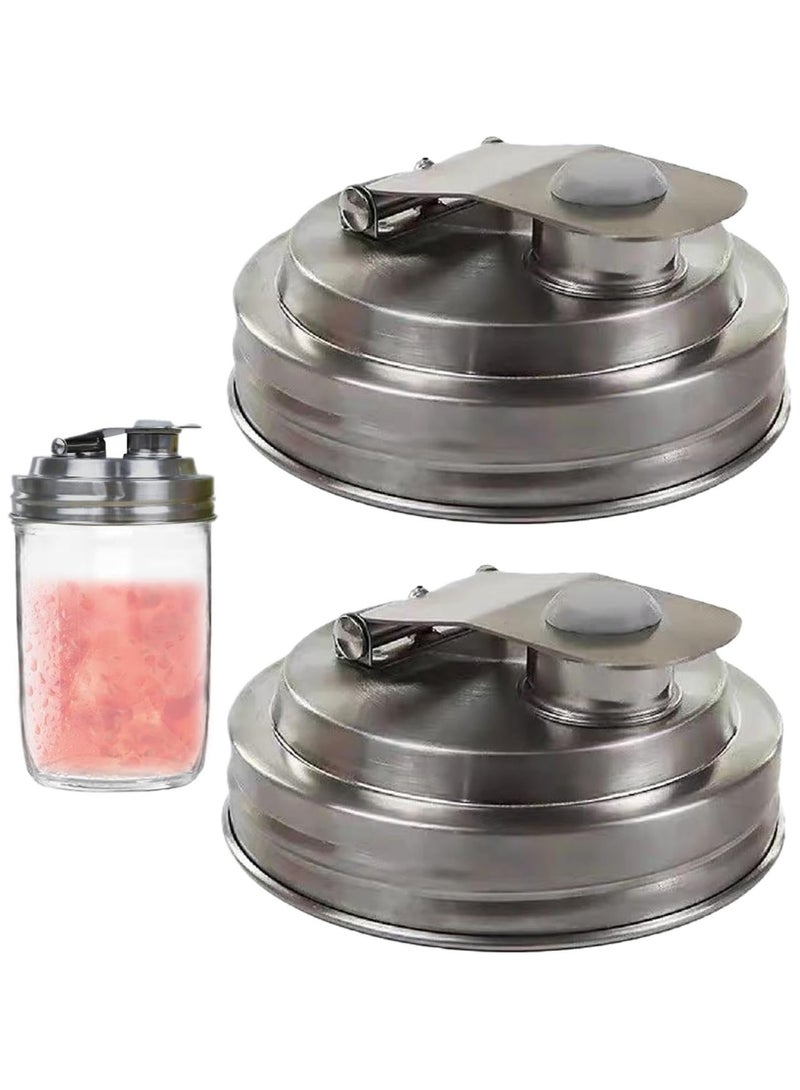 CMGTYYD 2 Pcs Leakproof Jar Lids, Stainless Steel Covers, Dressing Storage Lid, Reusable Jars Cover, 3.39 x 1.57 Inches, Perfect for Brewing, Fruit Infusions, Salad Dressings, and Kitchen Storages  - Image 2